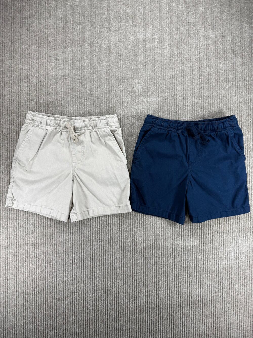 Wonder Nation Boys Pull On Shorts Set 2 Pack Size S 6-7 Blue Khaki Tan Chino